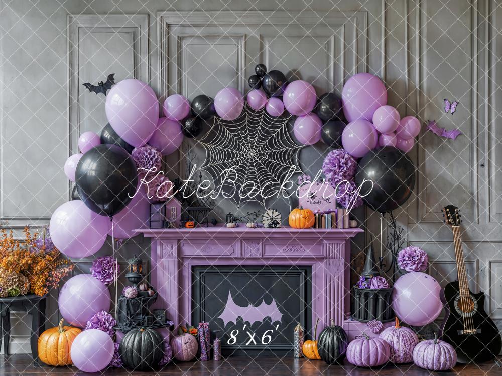 Kate Halloween Kamin Ballons Lila Hintergrund Entworfen von Emetselch - Kate Backdrop.de