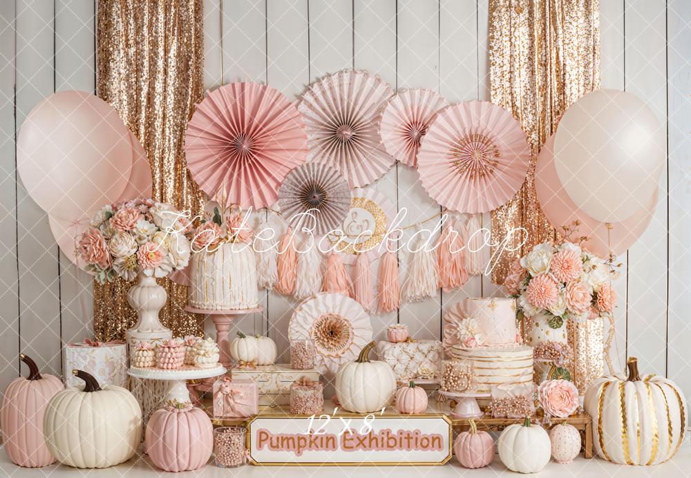 Kate Herbst Kürbis Kuchen Roségold Fleece Hintergrund Entworfen von Emetselch - Kate Backdrop.de