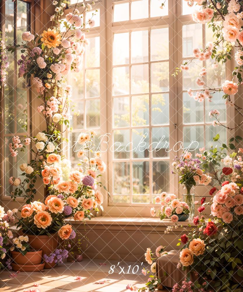Kate Blumen Fenster Romantisch Pastell Hintergrund Entworfen von Emetselch