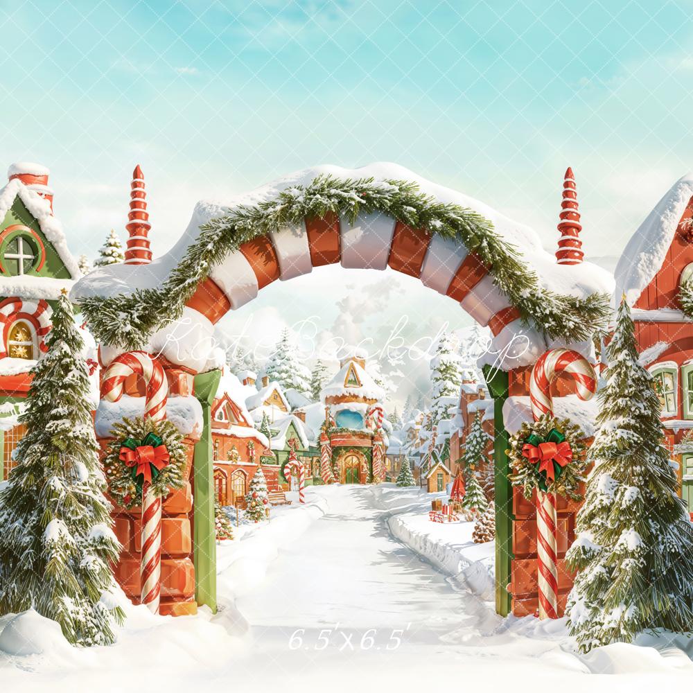 Kate Weihnachten Zuckerstangen Dorf Schnee Hintergrund Entworfen von Chain - Kate Backdrop.de