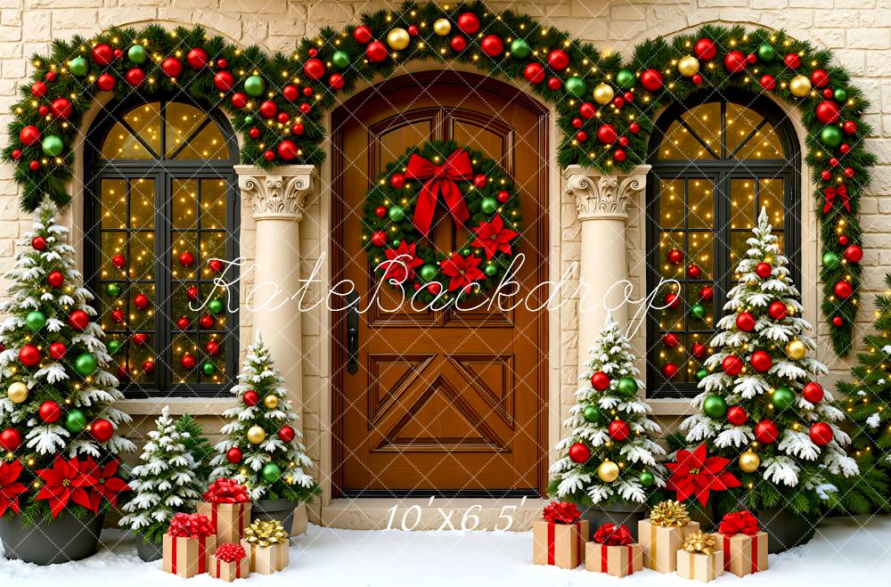 Kate Weihnachten Tür Kranz Geschenkboxen Hintergrund Entworfen von Mini MakeBelieve - Kate Backdrop.de