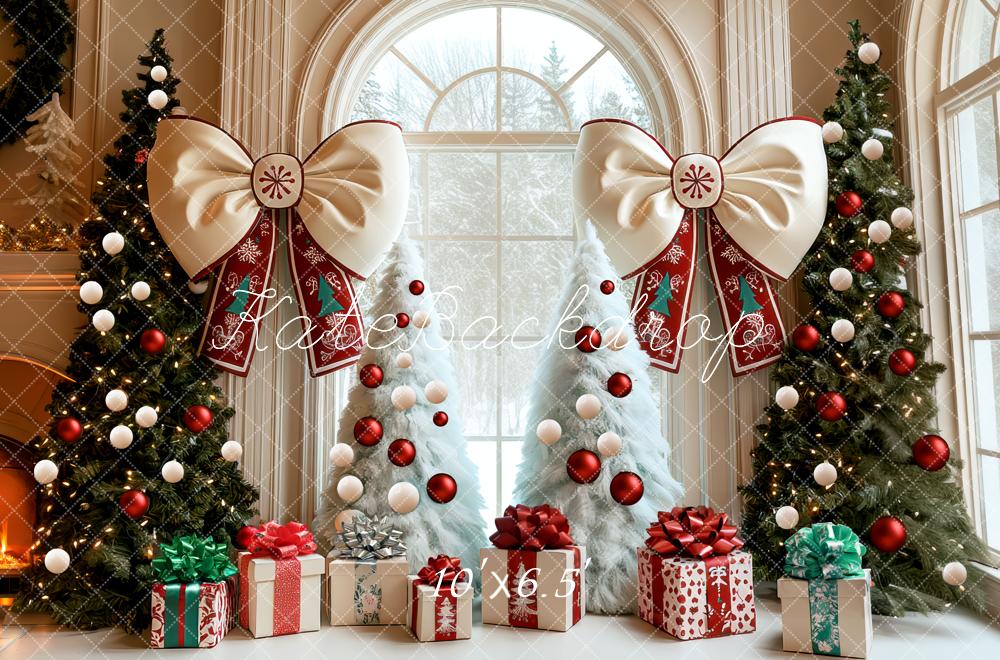 Kate Weihnachten Weihnachtsbaum Geschenk Schleifen Hintergrund Entworfen von Mini MakeBelieve - Kate Backdrop.de
