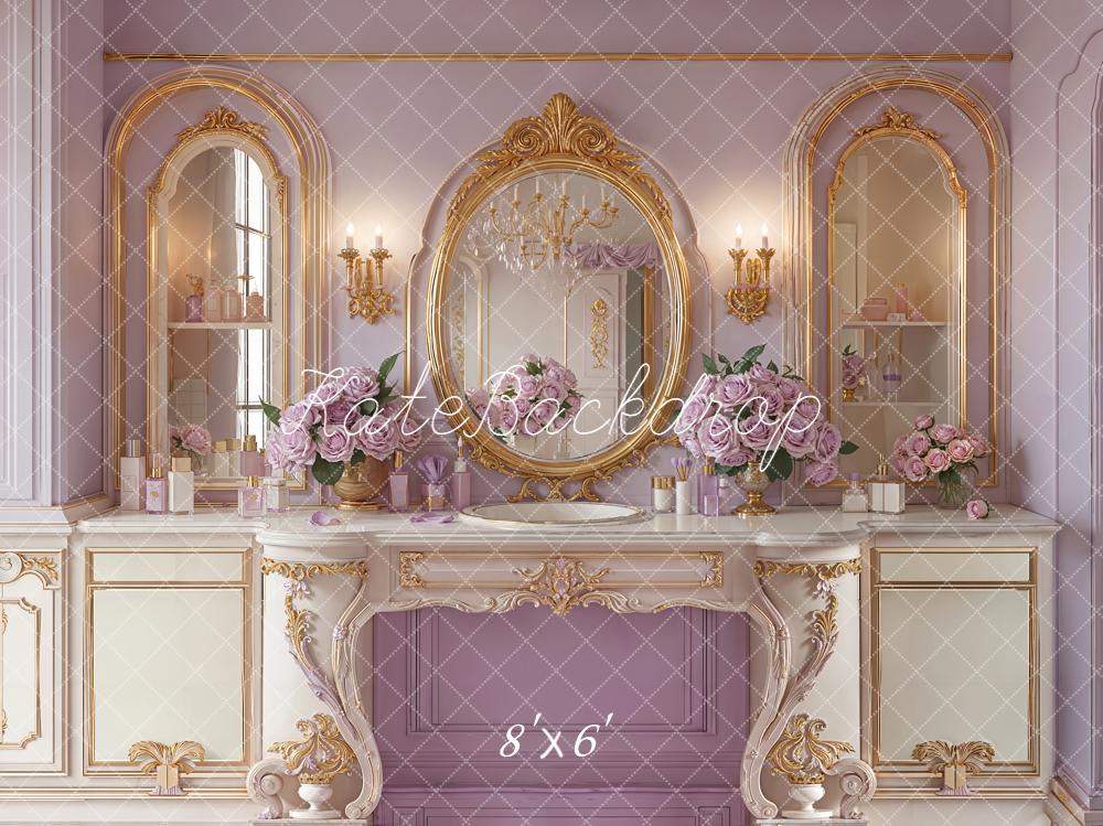 Kate Barock Schminktisch Spiegel Blumen Lila Fleece Hintergrund Entworfen von Emetselch