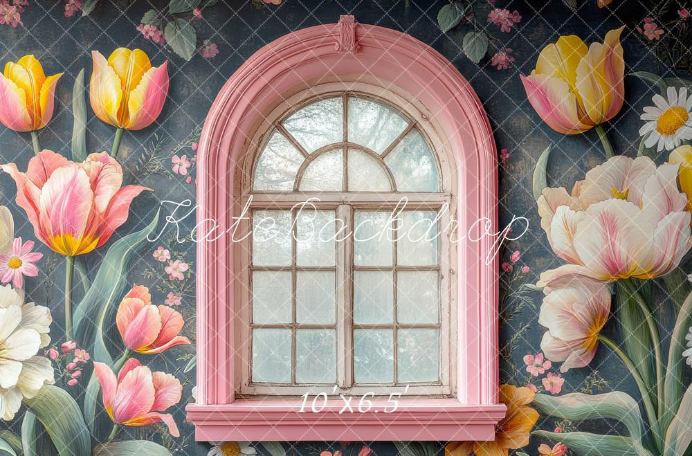 Kate Blumen Fensterbogen Vintage Hintergrund Entworfen von Mini MakeBelieve - Kate Backdrop.de