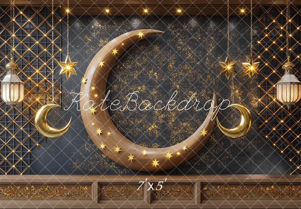 Kate Ramadan Mond Sterne Gold Hintergrund Entworfen von Mini MakeBelieve