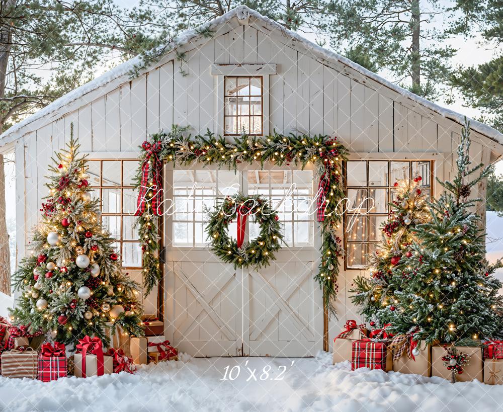 Kate Weihnachten Scheune Weihnachtsbaum Schnee Hintergrund Entworfen von Emetselch - Kate Backdrop.de