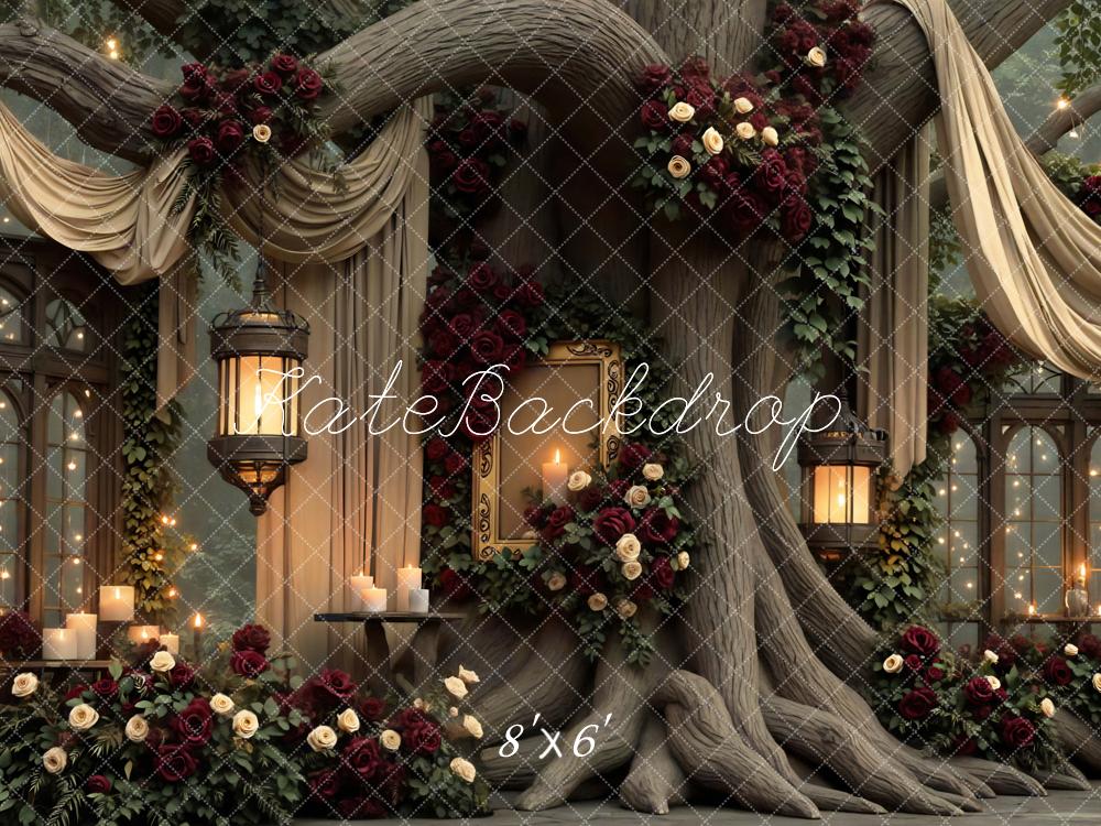 Kate Hochzeit Baum Fenster Rosen Vintage Hintergrund Entworfen von Mini MakeBelieve