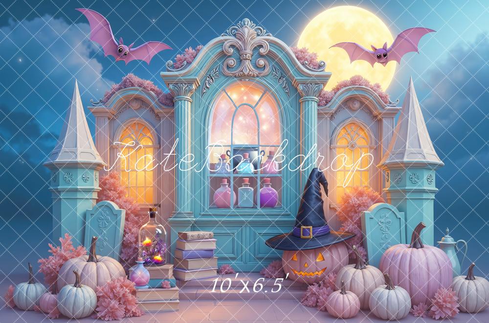 Kate Halloween Schloss Mond Kürbisse Hintergrund Entworfen von Mini MakeBelieve - Kate Backdrop.de