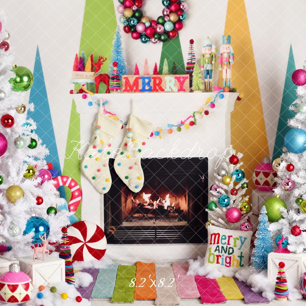 Kate Weihnachten Kamin Bunte Dekoration Hintergrund Entworfen von Mandy Ringe