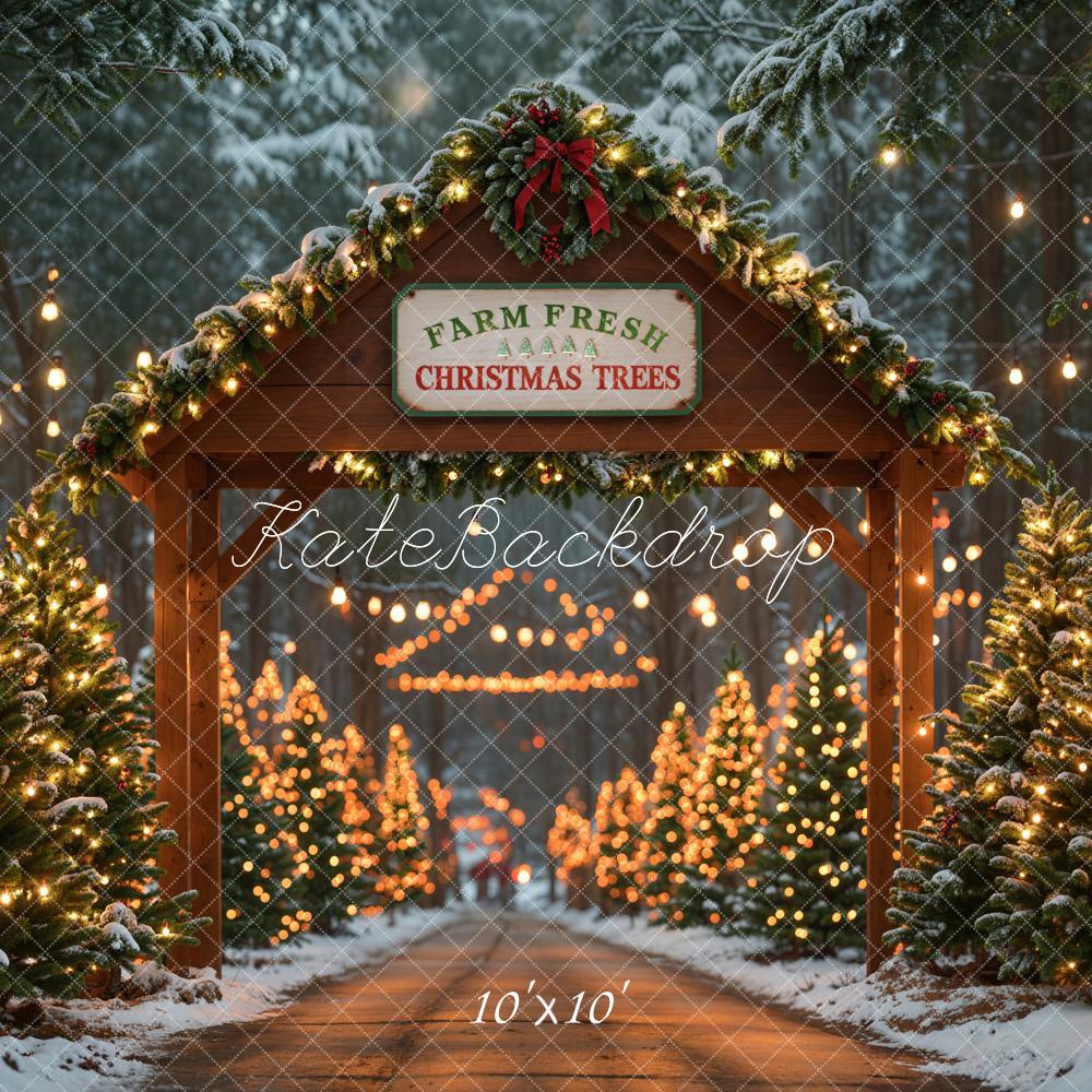 Kate Weihnachten Tannenbaum Lichterkette Schnee Hintergrund Entworfen von Emetselch