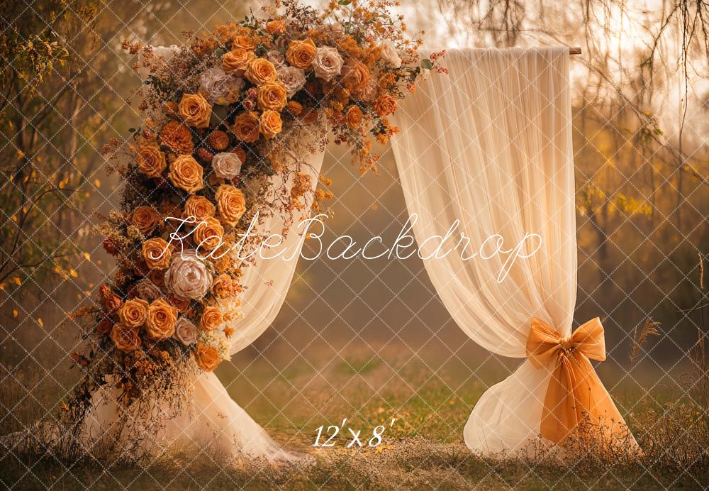 Kate Herbst Blumenbogen Creme Fleece Hintergrund Entworfen von Emetselch - Kate Backdrop.de
