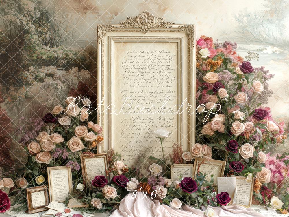 Kate Hochzeit Vintage Rahmen Rosen Hintergrund Entworfen von Mini MakeBelieve