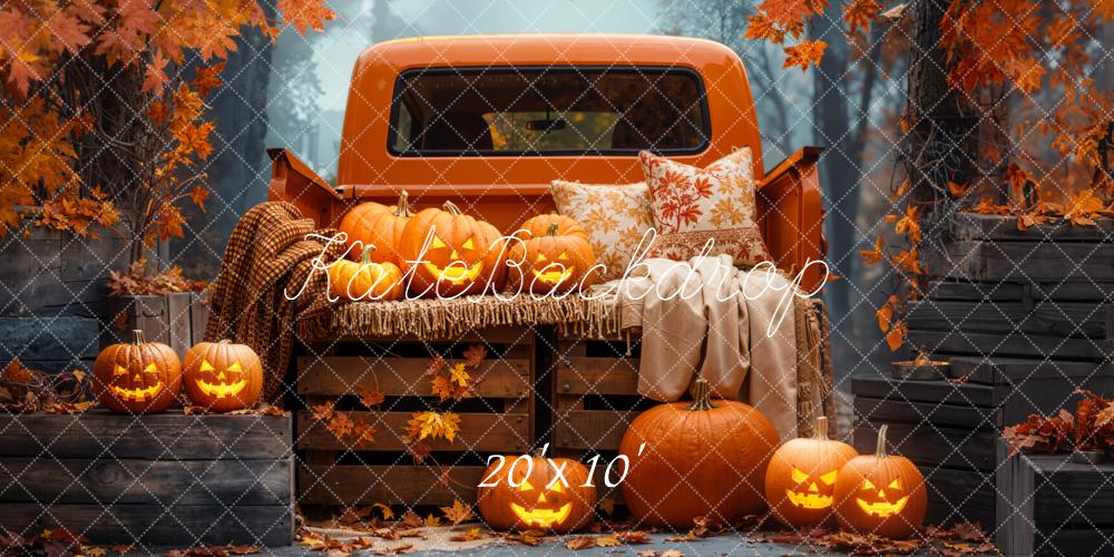 Kate Halloween Kürbisse Pickup Orange Hintergrund Entworfen von Emetselch - Kate Backdrop.de