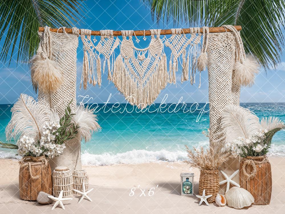 Kate Boho Strand Makramee Palmen Hintergrund Entworfen von Emetselch - Kate Backdrop.de