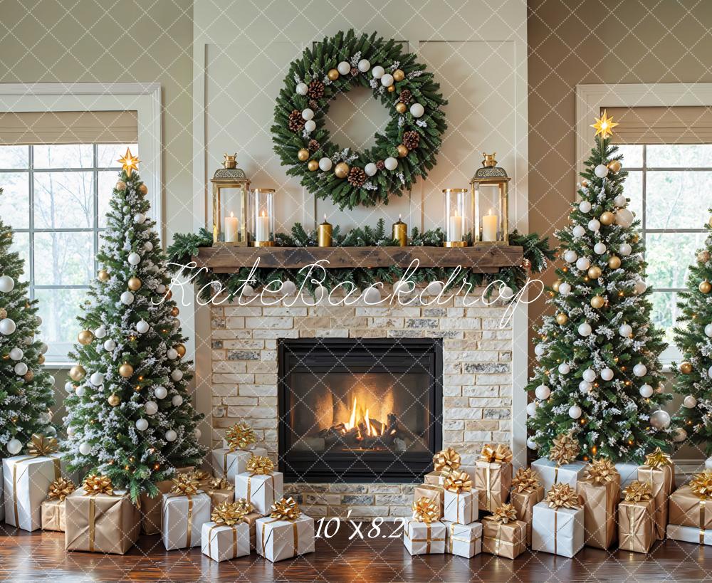 Kate Weihnachten Kamin Weihnachtsbaum Geschenke Hintergrund Entworfen von Mini MakeBelieve