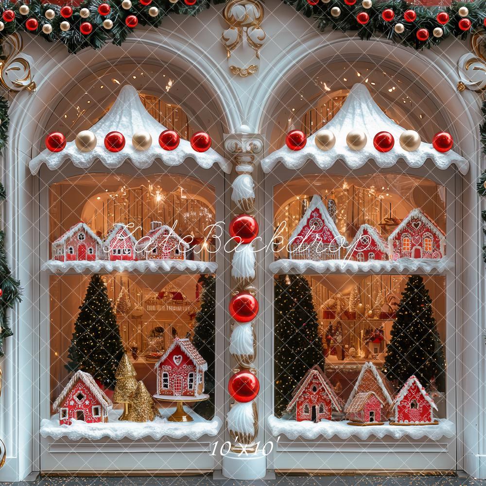 Kate Weihnachten Schaufenster Lebkuchenhaus Vintage Hintergrund Entworfen von Mini MakeBelieve - Kate Backdrop.de