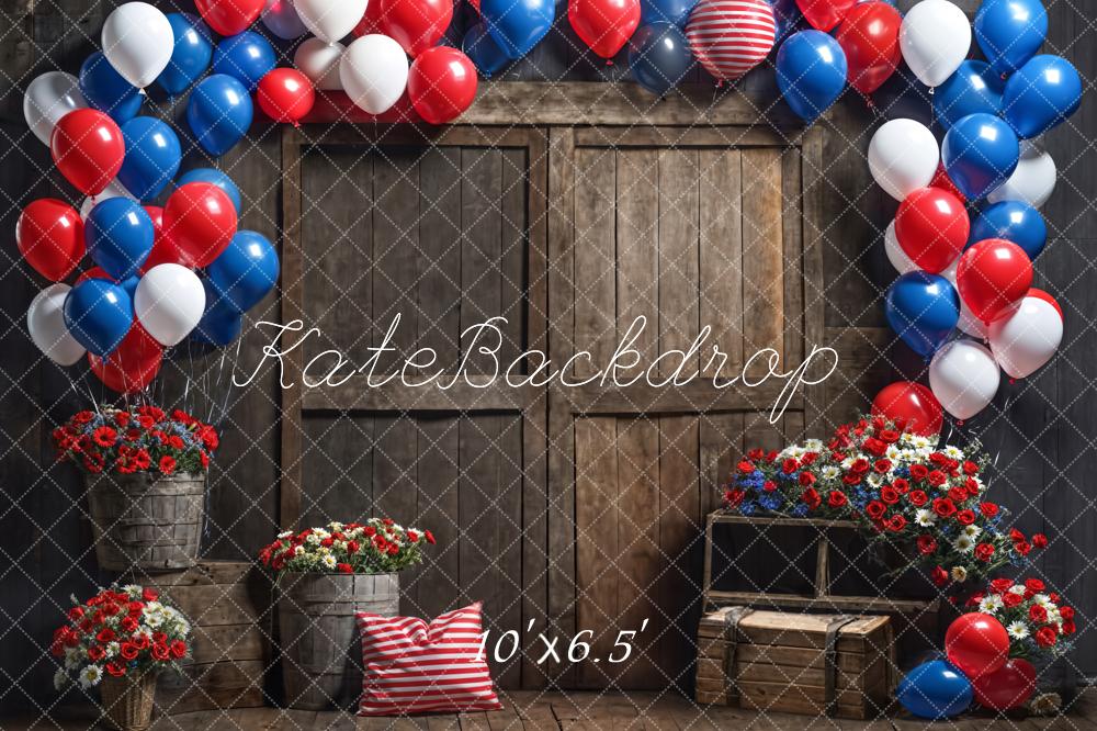 Kate Geburtstag Ballons Blumen Holz Rustikal Hintergrund Entworfen von Emetselch