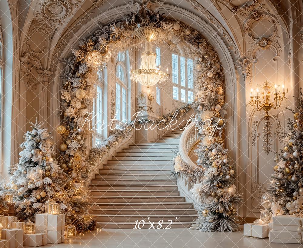 Kate Weihnachten Treppe Geschenke Elegant Hintergrund Entworfen von Emetselch - Kate Backdrop.de