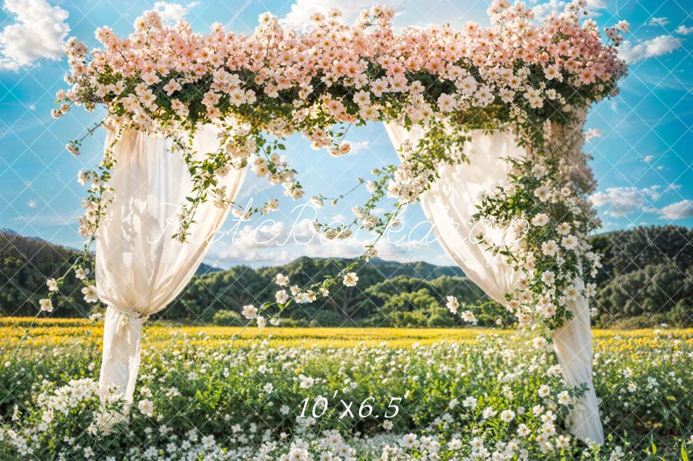 Kate Hochzeit Blumenbogen Wiese Romantisch Hintergrund Entworfen von Emetselch