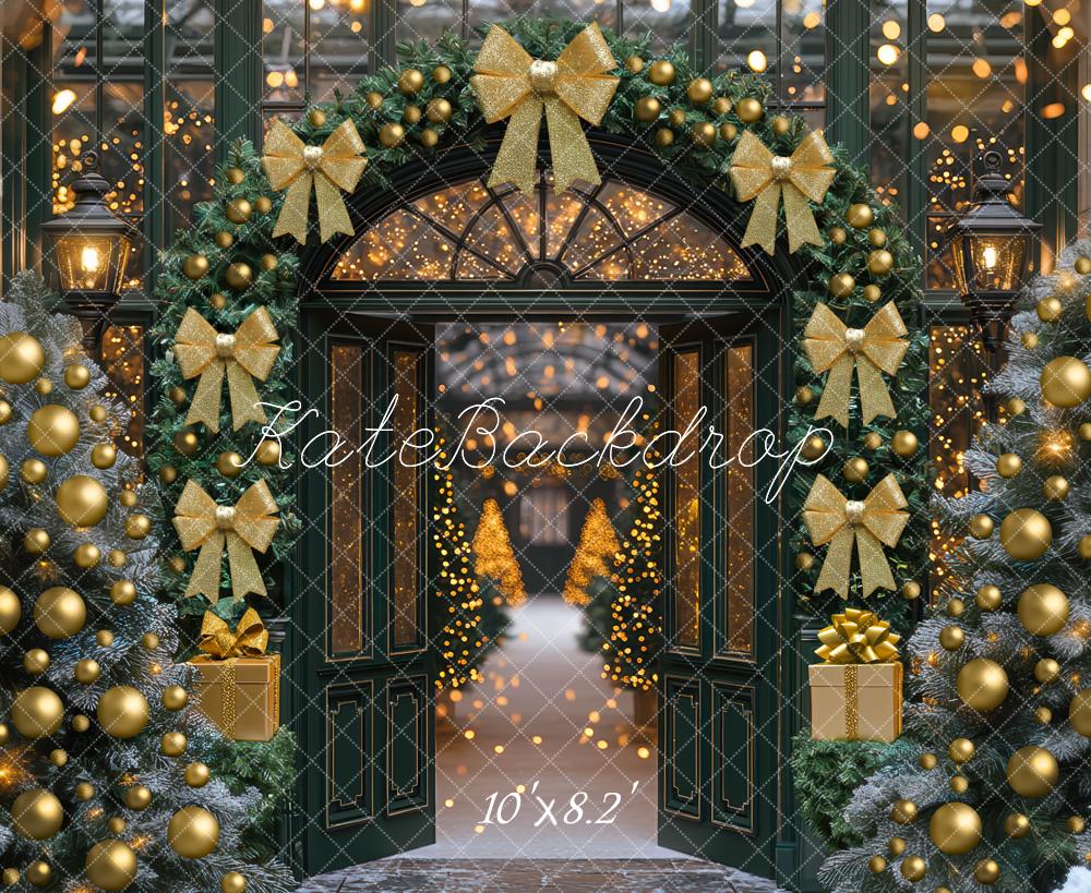 Kate Weihnachten Tor Girlande Gold Hintergrund Entworfen von Mini MakeBelieve - Kate Backdrop.de