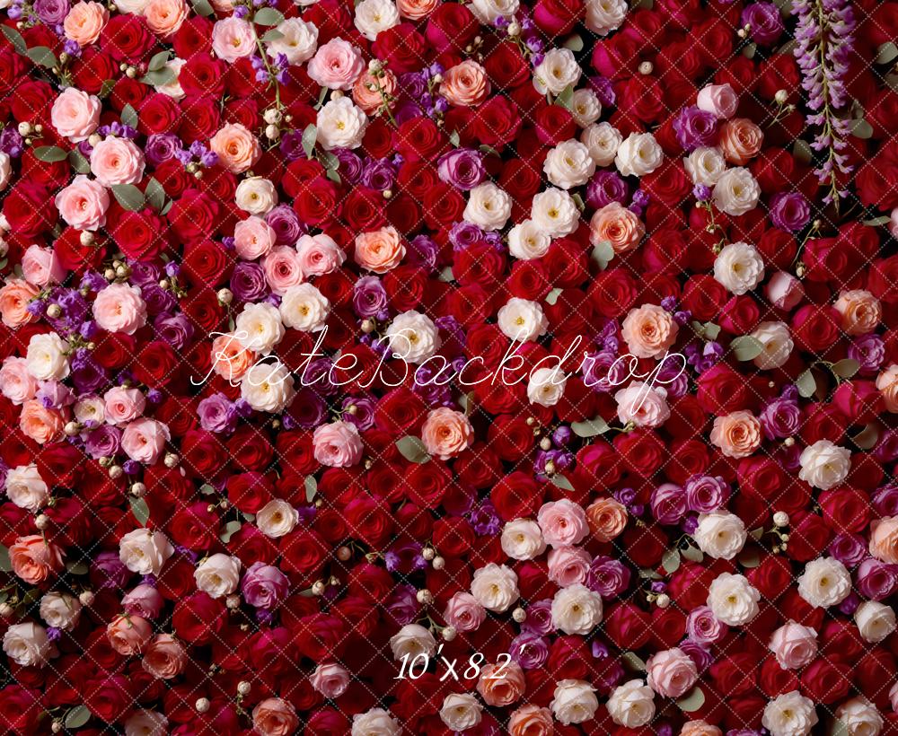 Kate Blume Rosen Wand Rot Hintergrund Entworfen von Mini MakeBelieve - Kate Backdrop.de