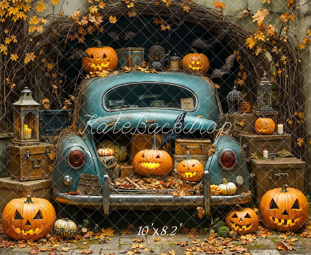 Kate Halloween Auto Kürbisse Vintage Hintergrund Entworfen von Emetselch - Kate Backdrop.de