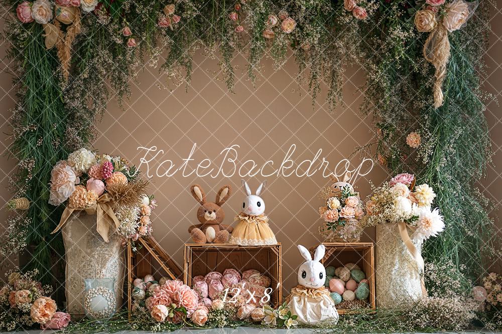 Kate Ostern Hase Blumen Pastell Hintergrund Entworfen von Emetselch - Kate Backdrop.de