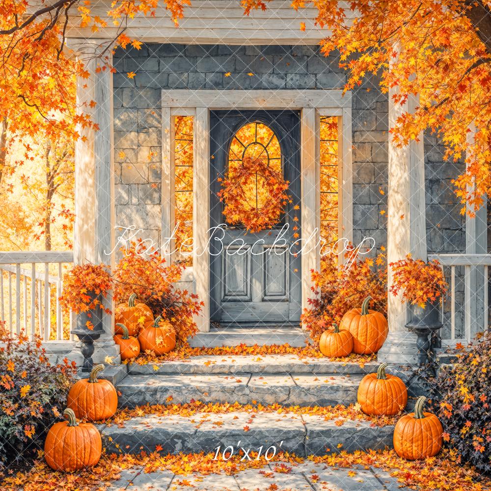 ⚡Blitzangebote #6-Kate Herbst Kürbisse Veranda Orange Hintergrund Entworfen von Emetselch - Kate Backdrop.de