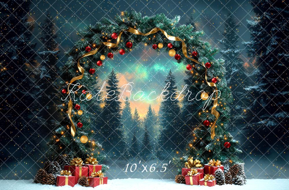 Kate Weihnachten Tannenzweig Bogen Geschenkboxen Hintergrund Entworfen von Mini MakeBelieve - Kate Backdrop.de