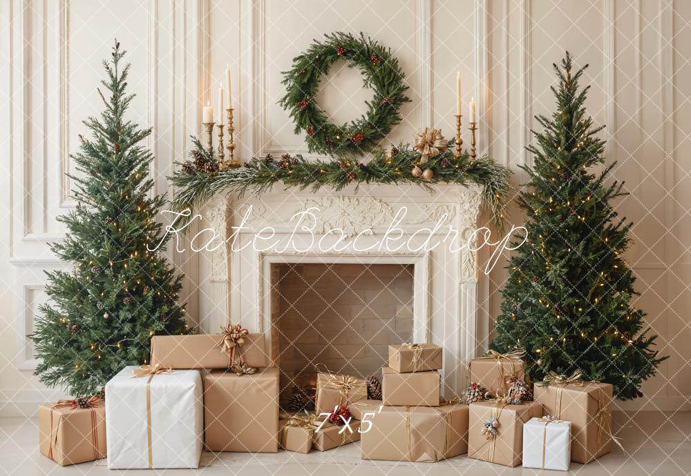Kate Weihnachten Kamin Tannenbaum Geschenkboxen Hintergrund Entworfen von Emetselch - Kate Backdrop.de