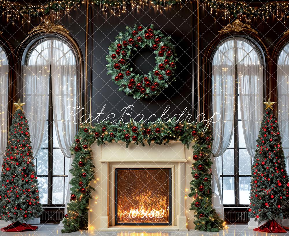 Kate Weihnachten Kamin Tannenbaum Elegant Hintergrund Entworfen von Mini MakeBelieve - Kate Backdrop.de