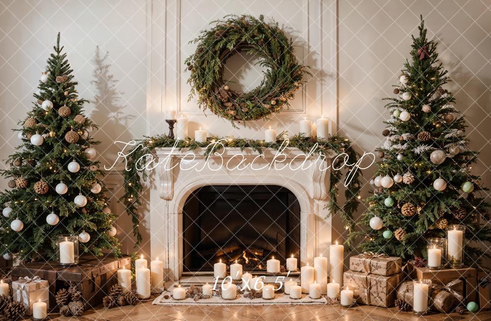 Kate Weihnachten Kamin Weihnachtsbaum Kranz Hintergrund Entworfen von Emetselch