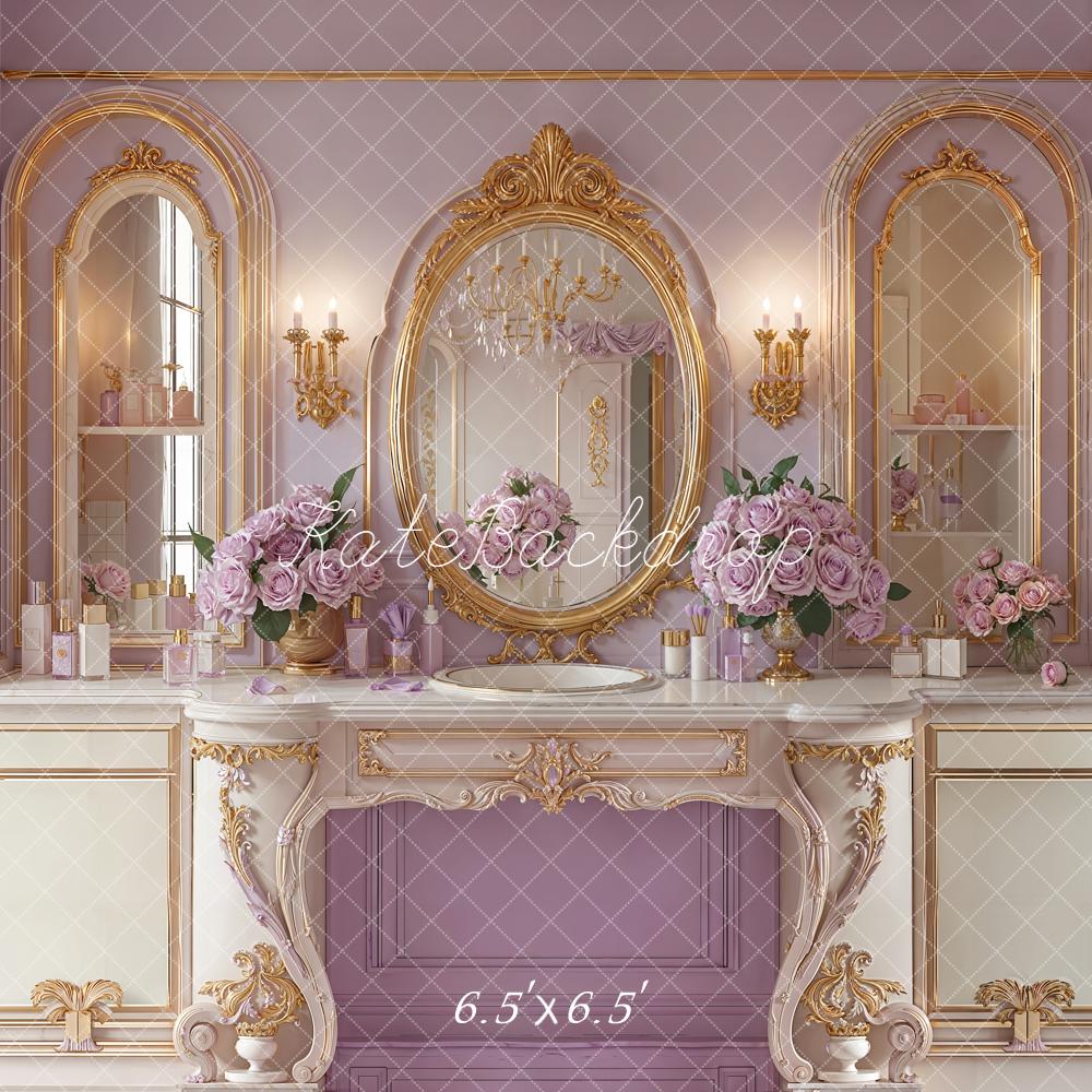 Kate Luxus Schminktisch Spiegel Blumen Lila Hintergrund Entworfen von Emetselch