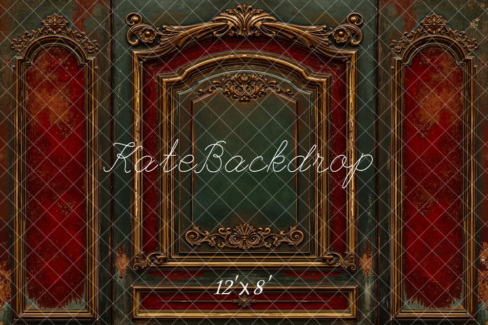 Kate Vintage Ornamente Wand Rot Fleece Hintergrund Entworfen von Emetselch - Kate Backdrop.de