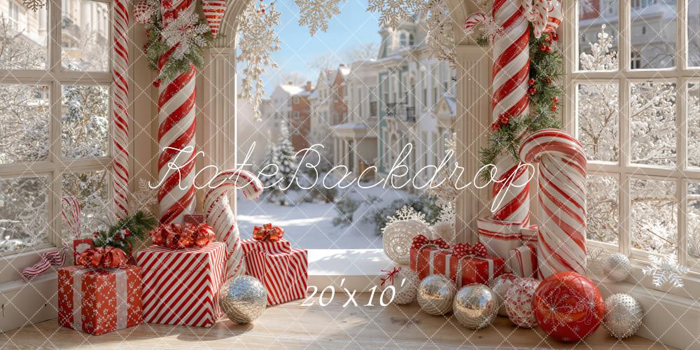 Kate Weihnachten Zuckerstangen Geschenke Winterdeko Hintergrund Entworfen von Emetselch - Kate Backdrop.de