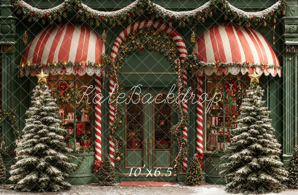 Kate Weihnachten Schaufenster Tannen Grün Rot Hintergrund Entworfen von Emetselch - Kate Backdrop.de