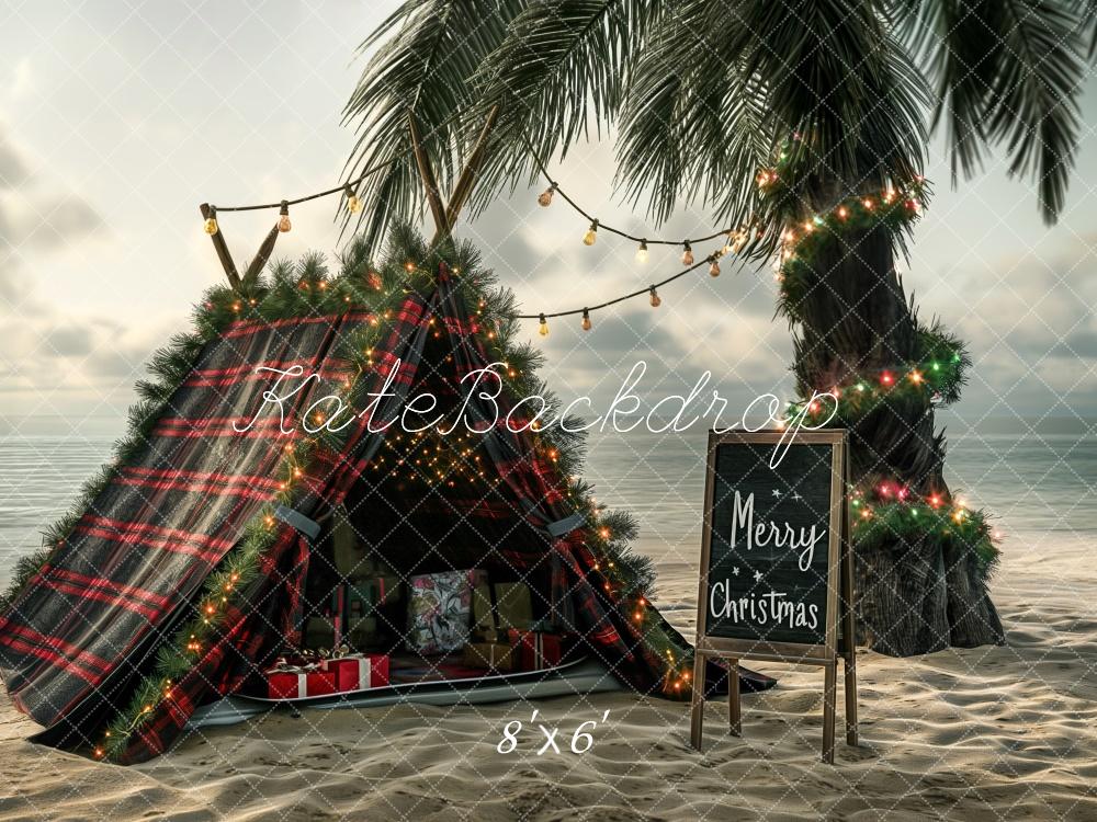Kate Weihnachten Palmen Zelt Strand Hintergrund Entworfen von Kerry Anderson - Kate Backdrop.de