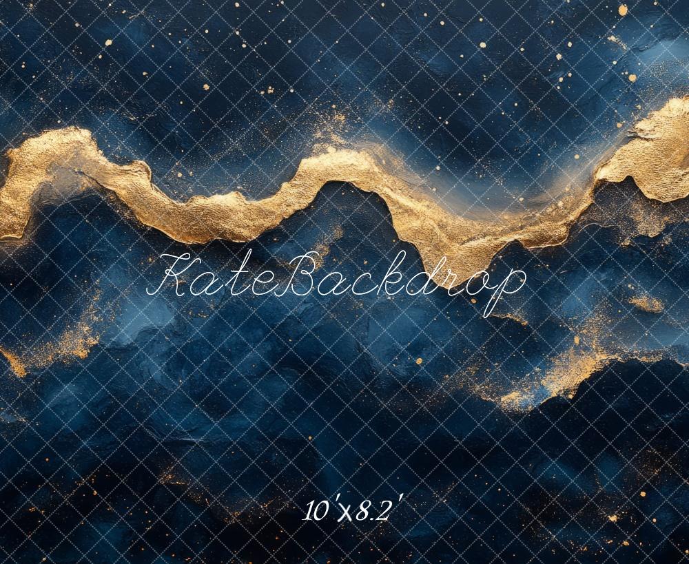 Kate Abstrakt Goldstruktur Blau Hintergrund Entworfen von Mini MakeBelieve - Kate Backdrop.de