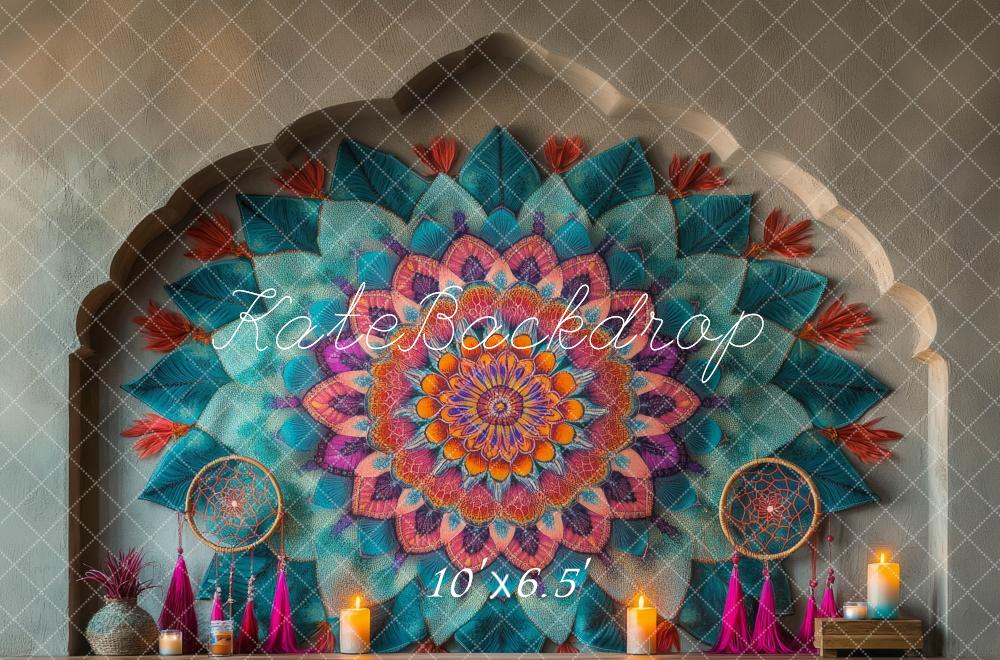 Kate Boho Mandala Traumfänger Kerzen Hintergrund Entworfen von Mini MakeBelieve