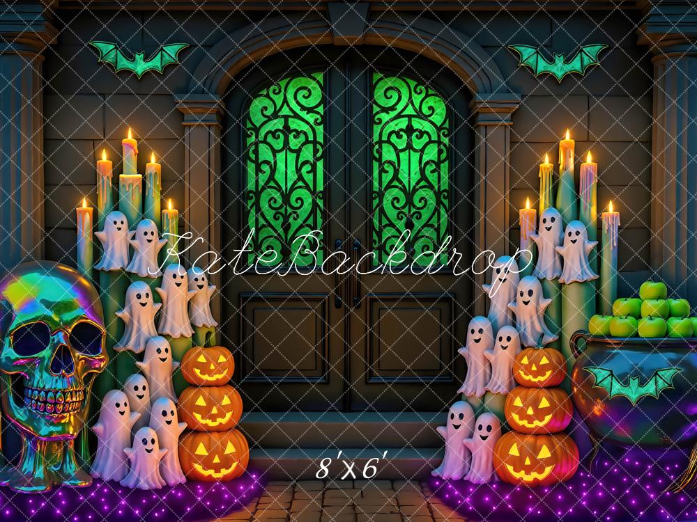 Kate Halloween Geister Kürbisse Kerzen Hintergrund Entworfen von Mini MakeBelieve - Kate Backdrop.de