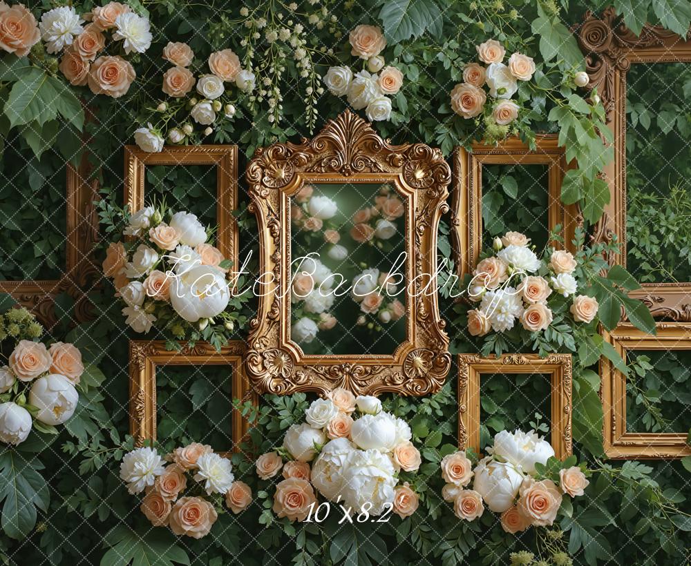 Kate Hochzeit Goldene Rahmen Blumen Hintergrund Entworfen von Mini MakeBelieve