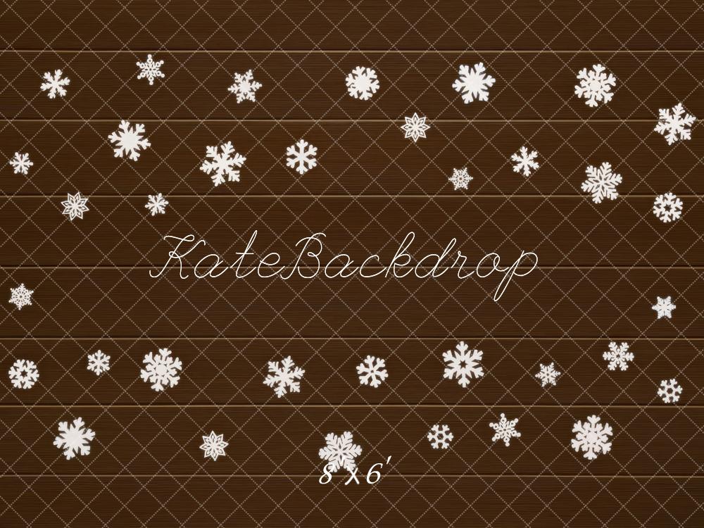 Kate Weihnachten Schneeflocken Braun Hintergrund Entworfen von Mini MakeBelieve
