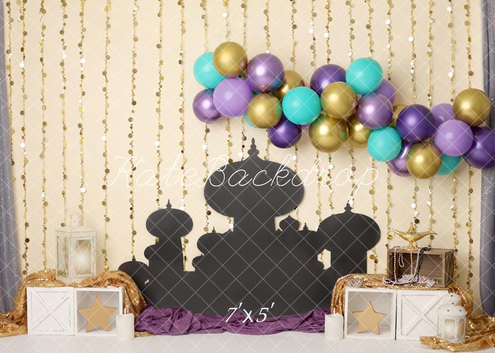 Kate Orientalisch Palast Ballons Gold Hintergrund Entworfen von Mini MakeBelieve - Kate Backdrop.de