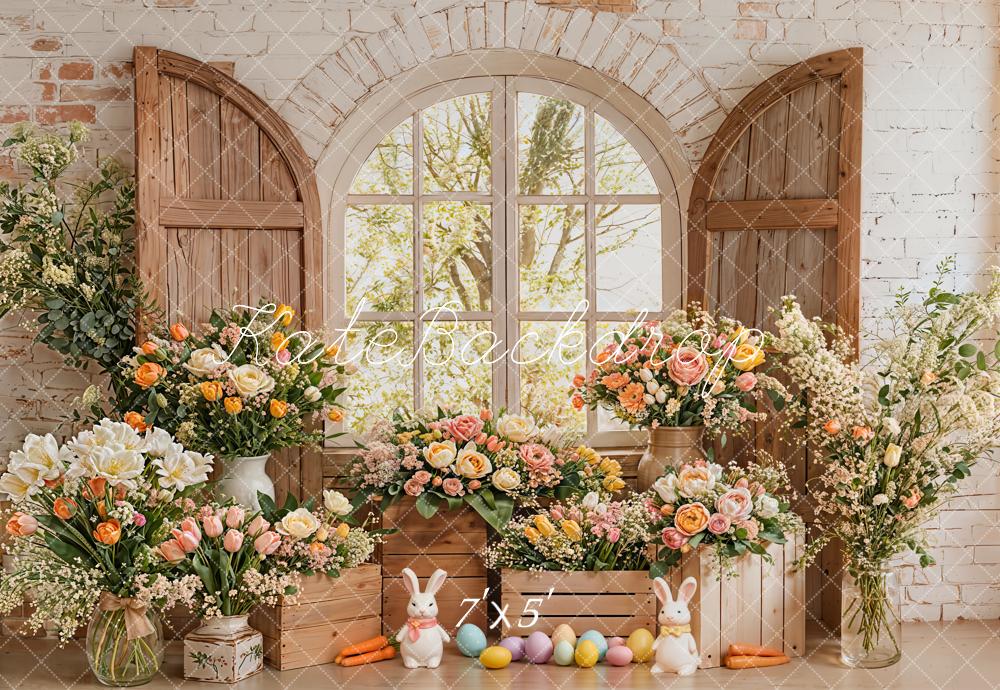 Kate Ostern Fenster Blumen Pastell Hintergrund Entworfen von Emetselch