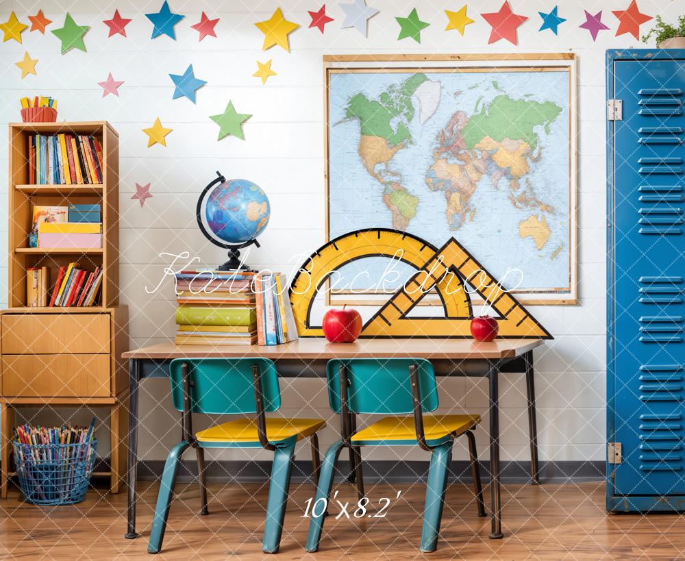 Kate Zurück Zur Schule Klassenzimmer Bunte Sterne Hintergrund Entworfen von Emetselch - Kate Backdrop.de