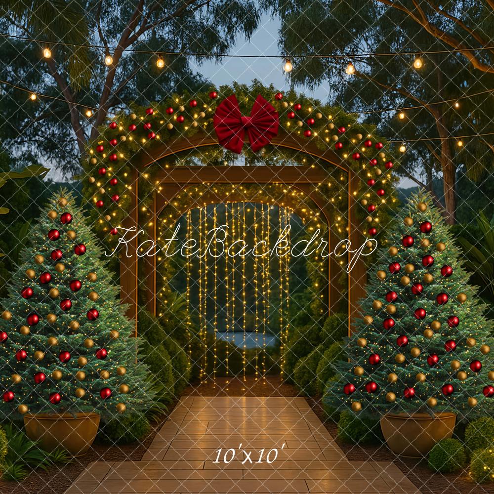 Kate Weihnachten Garten Bogen Lichter Hintergrund Entworfen von Mini MakeBelieve - Kate Backdrop.de