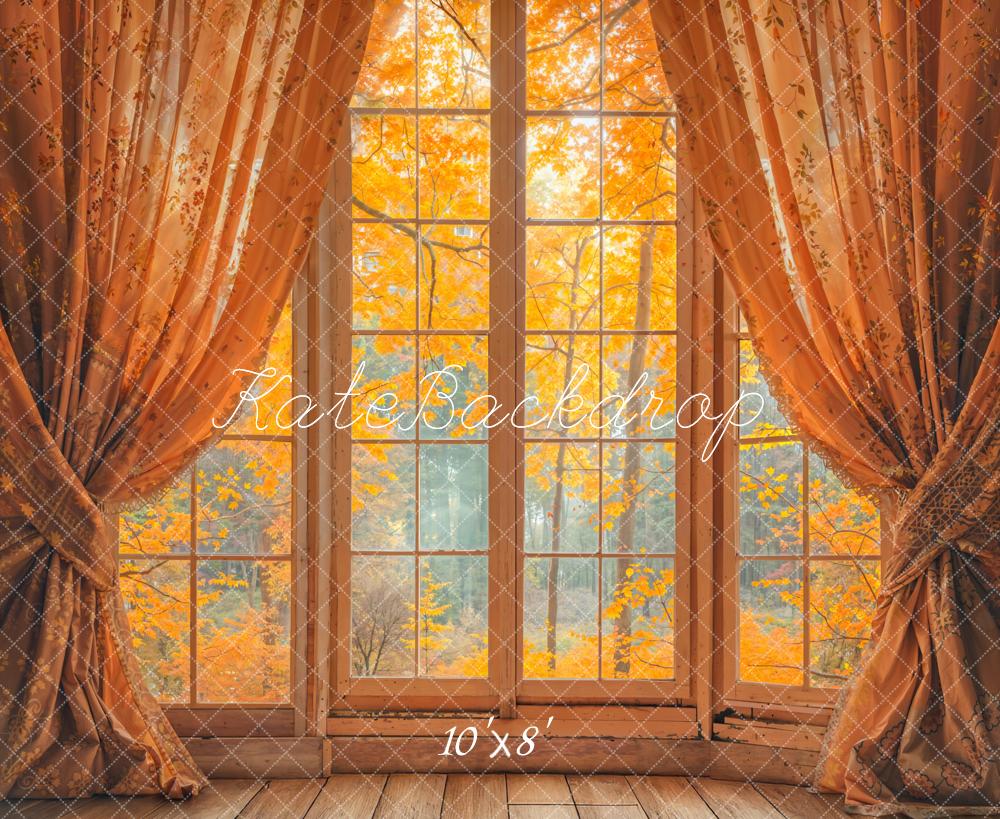 Kate Herbst Fenster Gardinen Holz Fleece Hintergrund Entworfen von Emetselch - Kate Backdrop.de
