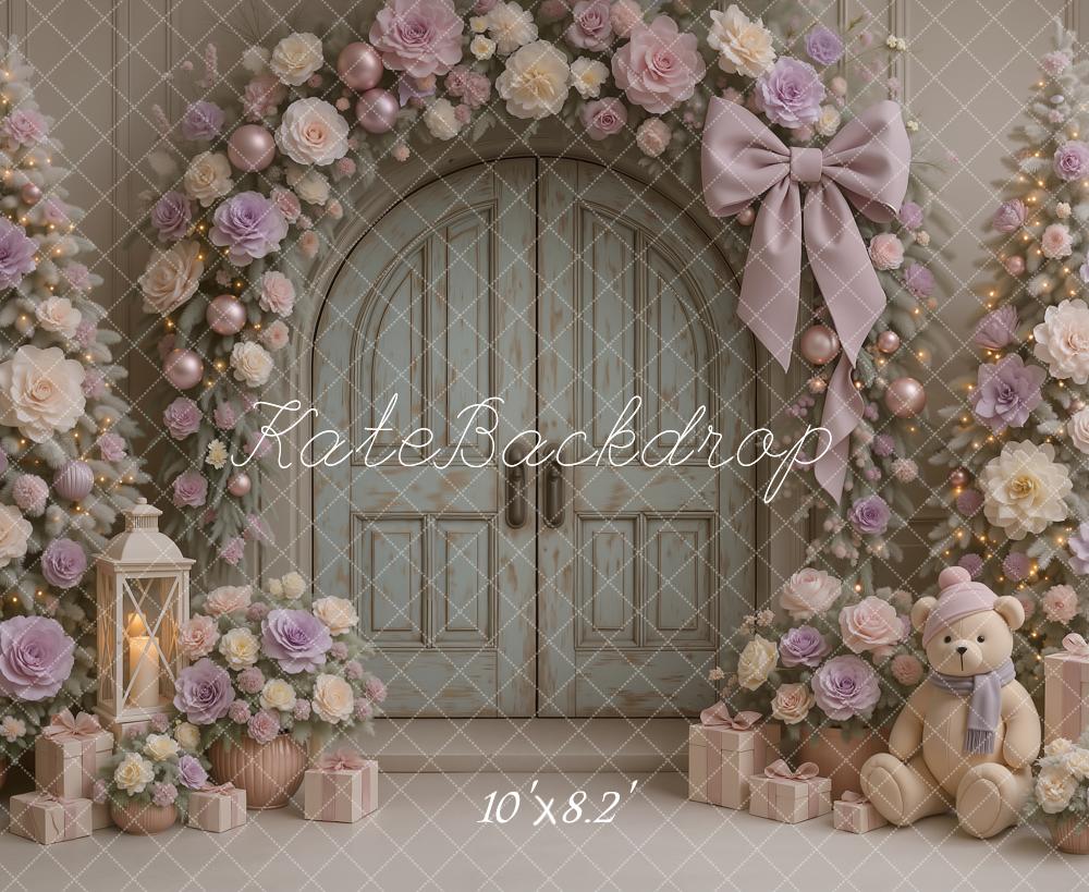 Kate Weihnachten Tür Blumen Pastell Hintergrund Entworfen von Ashley Paul - Kate Backdrop.de