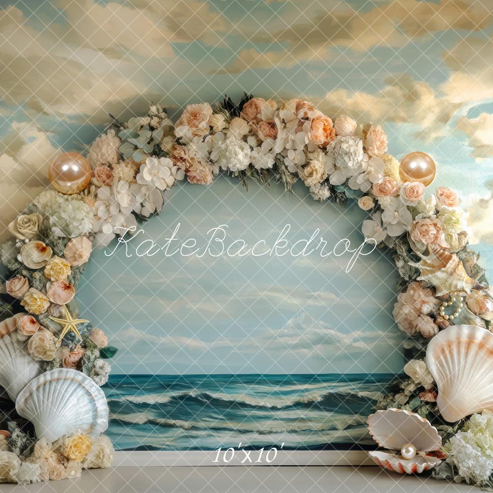 Kate Flower Bogen Muscheln Ozean Pastell Hintergrund Entworfen von Mini MakeBelieve - Kate Backdrop.de