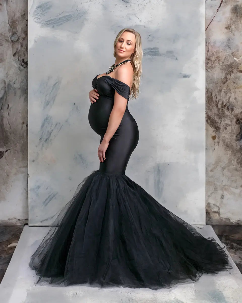Kate Ein Schulter Satin Mutterschaft Fotoshooting Kleid - Kate Backdrop.de